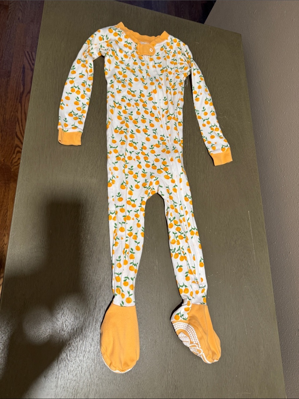 Burt’s Bee Baby Orange Printed Footed Pajamas size 24 M